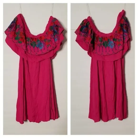 Umgee Off Shoulder Embroidered Swing Dress - Picture 4 of 6
